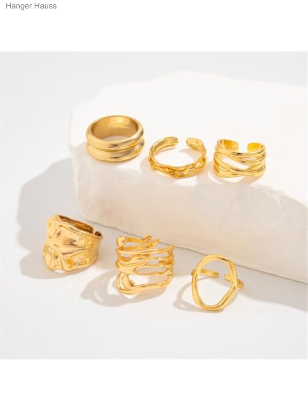 Chunky Stackable Rings Set Adjustable Open Dome Knuckle Statement Jewelry - Picture 3 of 6